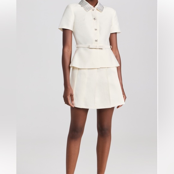 Self Portrait Cream Taffeta Diamante Mini Dress - Picture 5 of 10